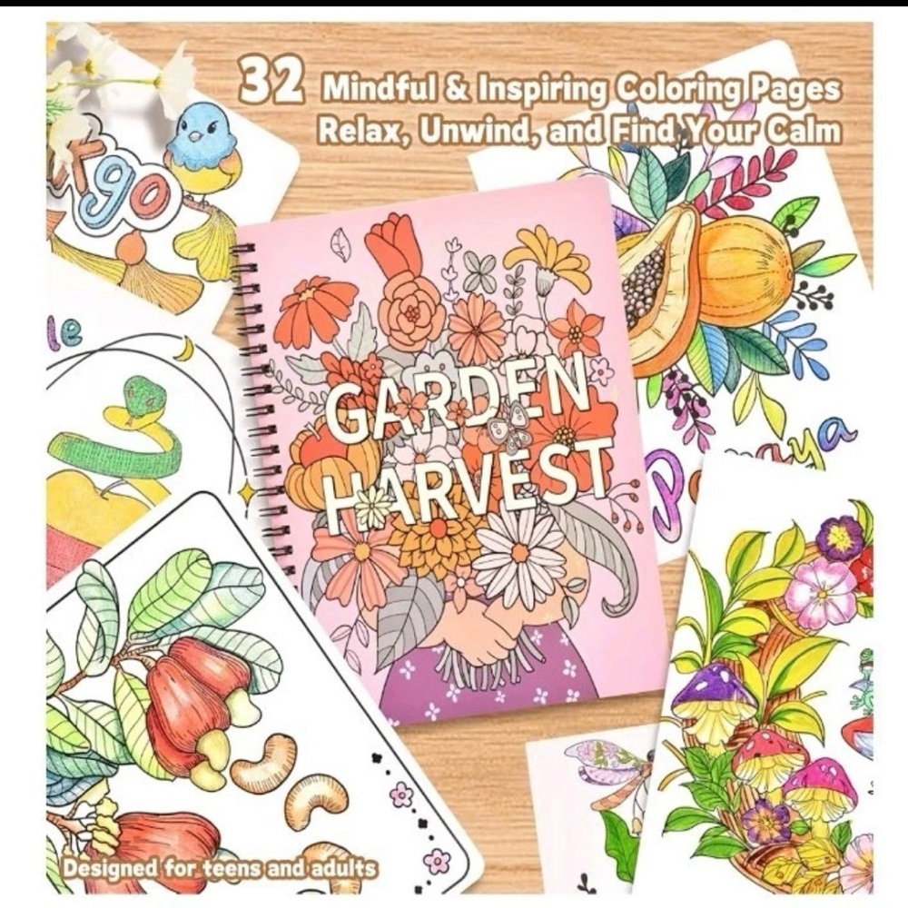 Garden Harvest and Fruits In Bloom Coloring Books Spiral Journal
